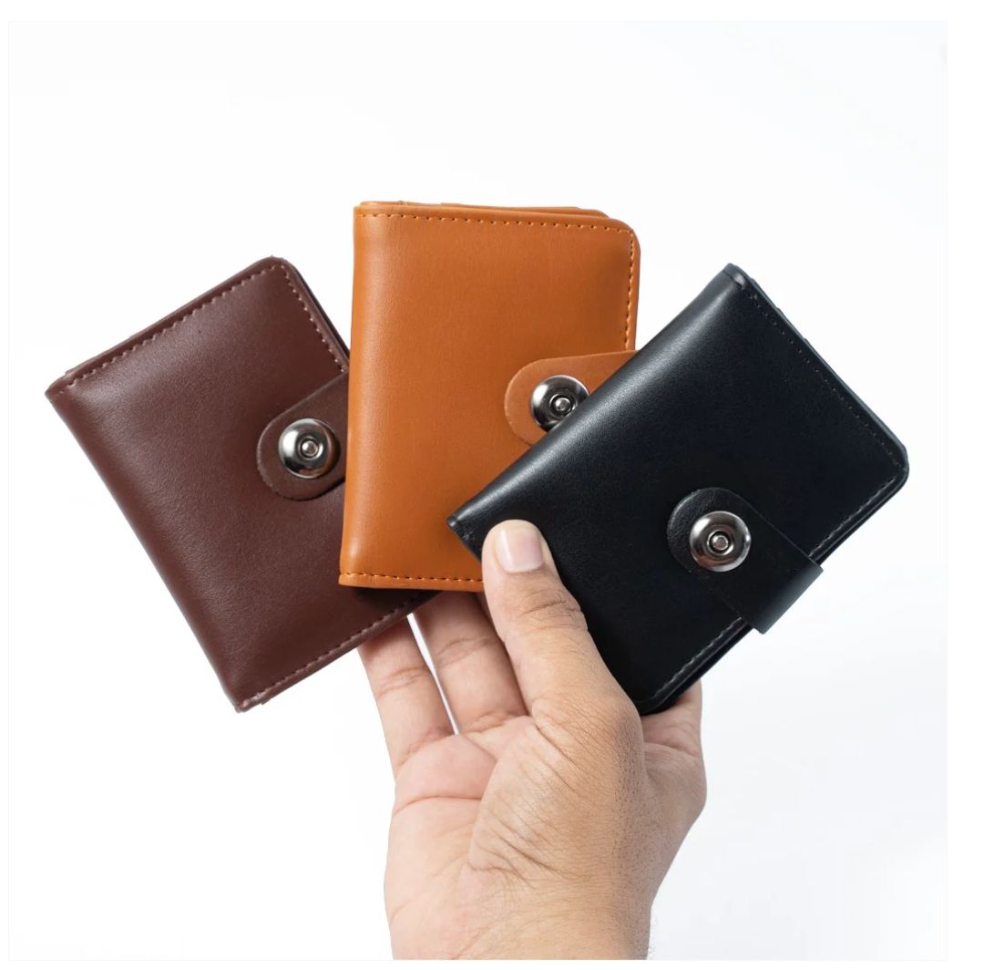 Plain Rexine  Minimal Button Closure Wallet Smart Wallet for Male And Female Easy To Carry, Stylish And Slim - Random Color