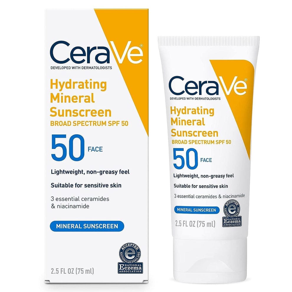 CeraVe Hydrating Mineral Sunscreen SPF 100 ml - CeraVe Hydrating Sun Block | Best Skin Care Sunscreen - Original